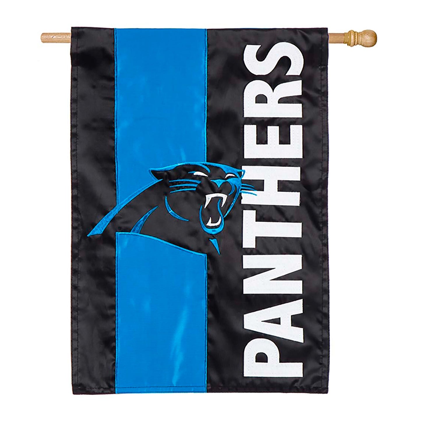 Double-Sided Embellished NFL Team Pride Applique House Flag, Carolina Panthers - Tampa Home & Garden Store
