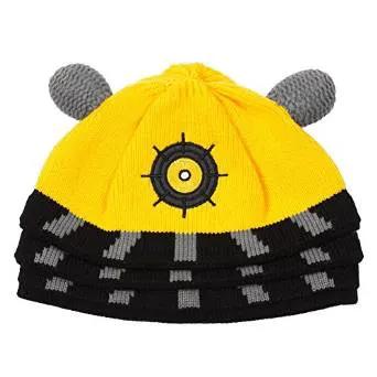 Doctor Who Dalek Beanie Yellow Shade with grey ears and black cuff on Tampa Home & Garden on Tampa Home & Garden Store