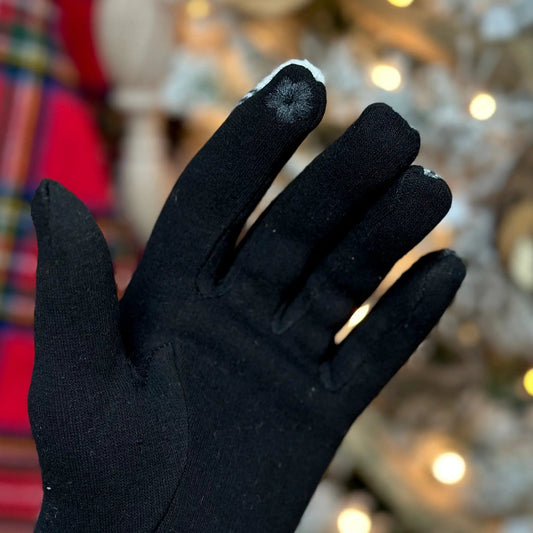 Dress Stewart Tartan Plaid Touchscreen Gloves black knit with touchscreen fingertip patches on Tampa Home & Garden Store