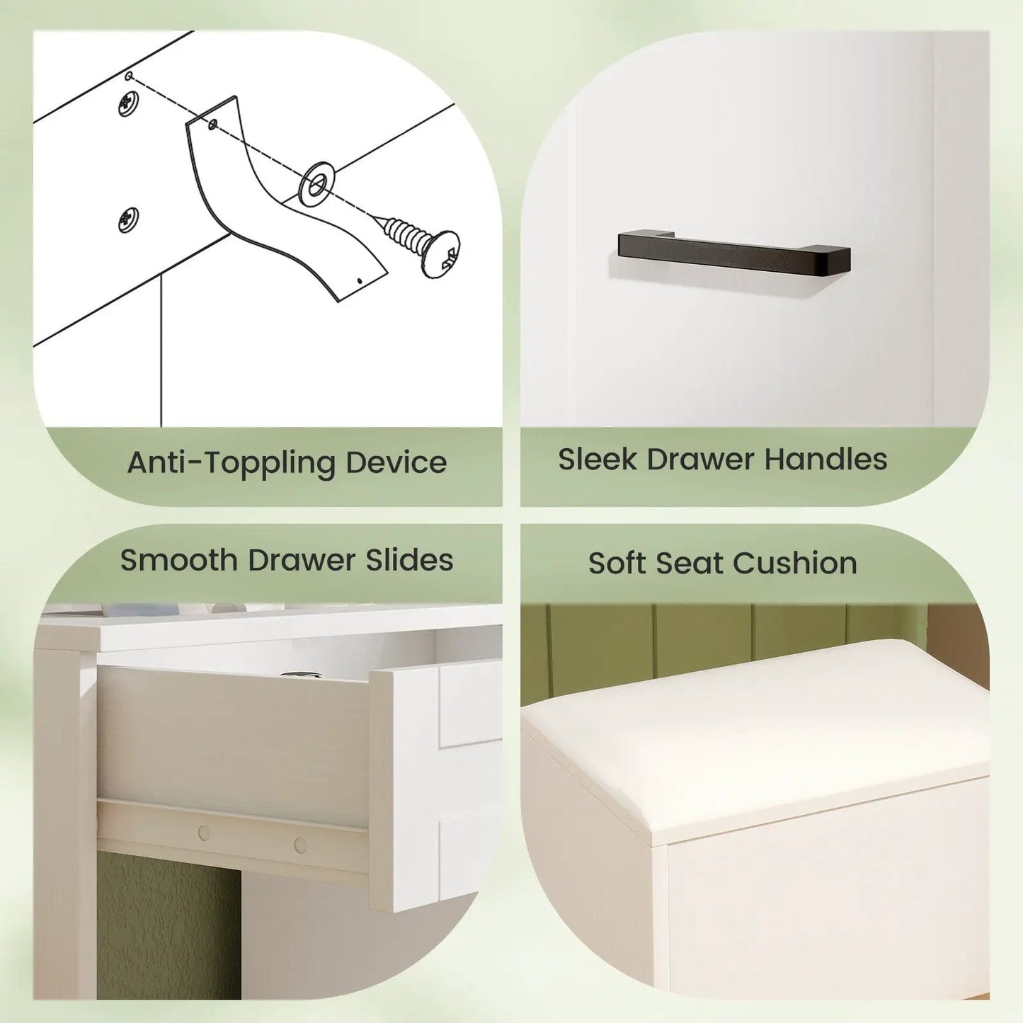 Dressing Desk with 3 Color Lighting and Hair Dryer Stand-White - Tampa Home & Garden Store