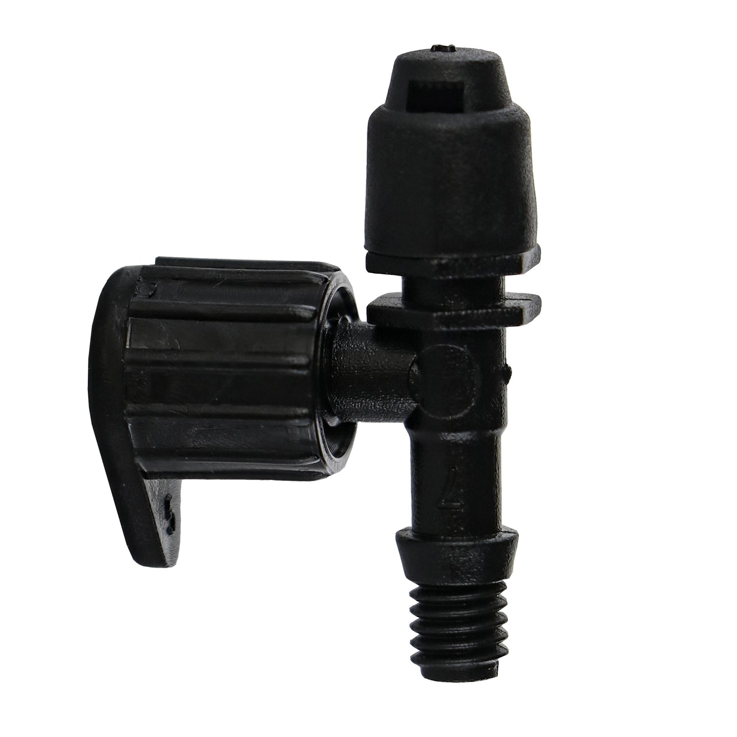 1/4 in barb micro spray strip pattern drip irrigation fitting, black plastic on Tampa Home & Garden Store
