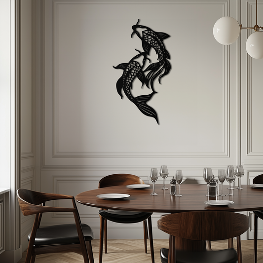 Dual Fish Metal Wall Art – Nature-Inspired Aquatic Silhouette for Modern Interiors- KAF653 - Tampa Home & Garden Store