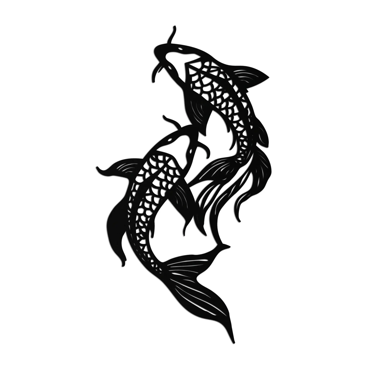 Dual fish metal wall art silhouette in black for modern interiors on Tampa Home & Garden Store