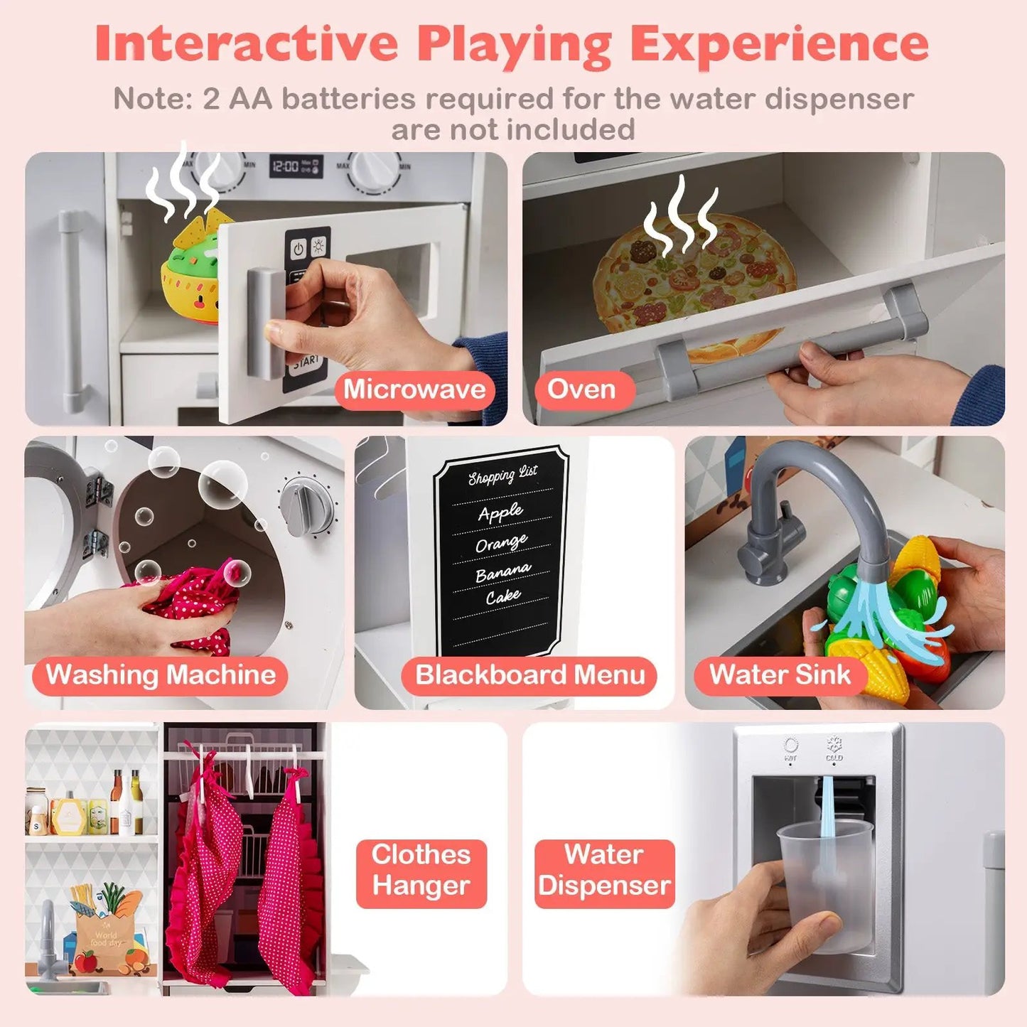 Dual-Sided Kids Play Kitchen with Water Dispenser; DirectDeals includes oven and microwave on Tampa Home & Garden Store