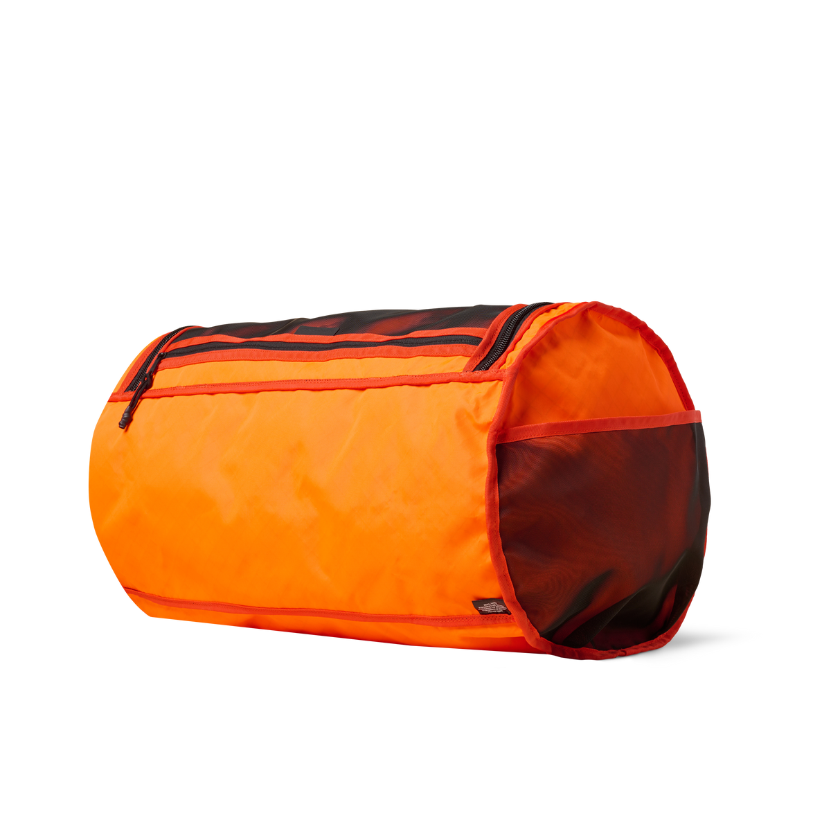 Duffalo duffel bag bright orange with black zipper details on Tampa Home & Garden Store