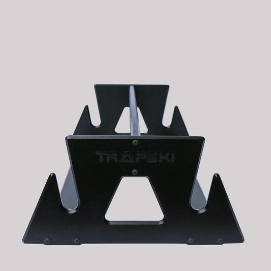 TRAPSKI Duo Water Ski Wakeboard Snowboard Rack in black metal with stacked slots on Tampa Home & Garden Store