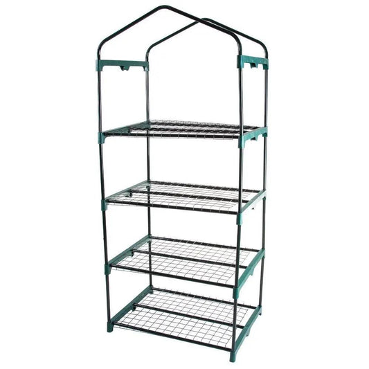 4-tier greenhouse plant stand with green metal frame and wire shelves on Tampa Home & Garden Store
