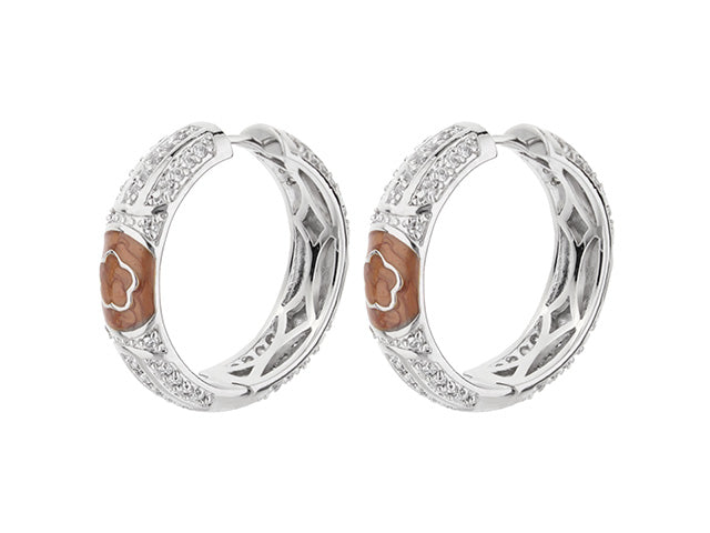 Dancing Daisy Earrings Huggie pavé hoops silver with brown enamel flower by Lauren G Adams on Tampa Home & Garden Store
