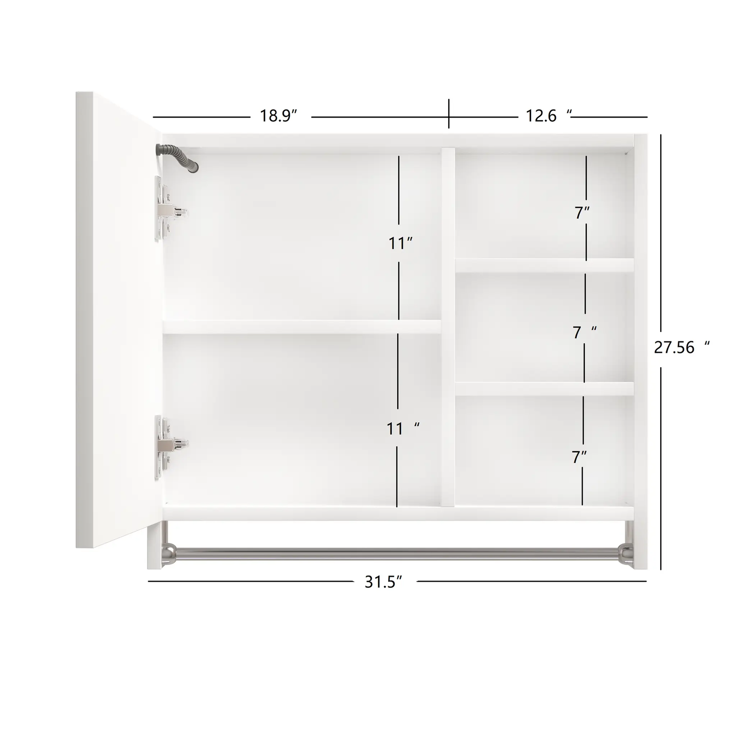 Modern 32x28 bathroom medicine cabinet with LED, white finish, mirrored doors and shelves on Tampa Home & Garden Store