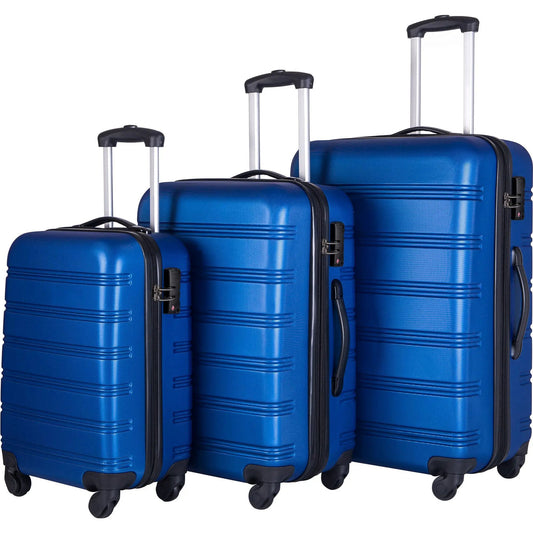 Blue hardside luggage set with TSA lock and spinner wheels, 3-piece case assortment on Tampa Home & Garden Store
