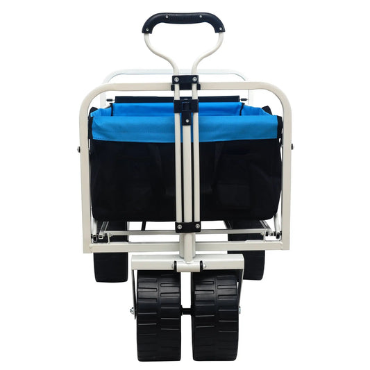 Folding wagon garden cart with blue fabric bag aluminum frame for beach and shopping on Tampa Home & Garden Store