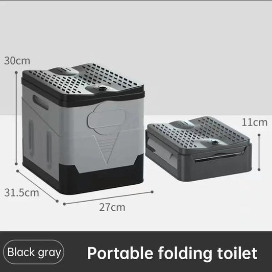 Toilette de camping portable pliable : utilisation adulte/enfant, autonome, avec couvercle et abattant.