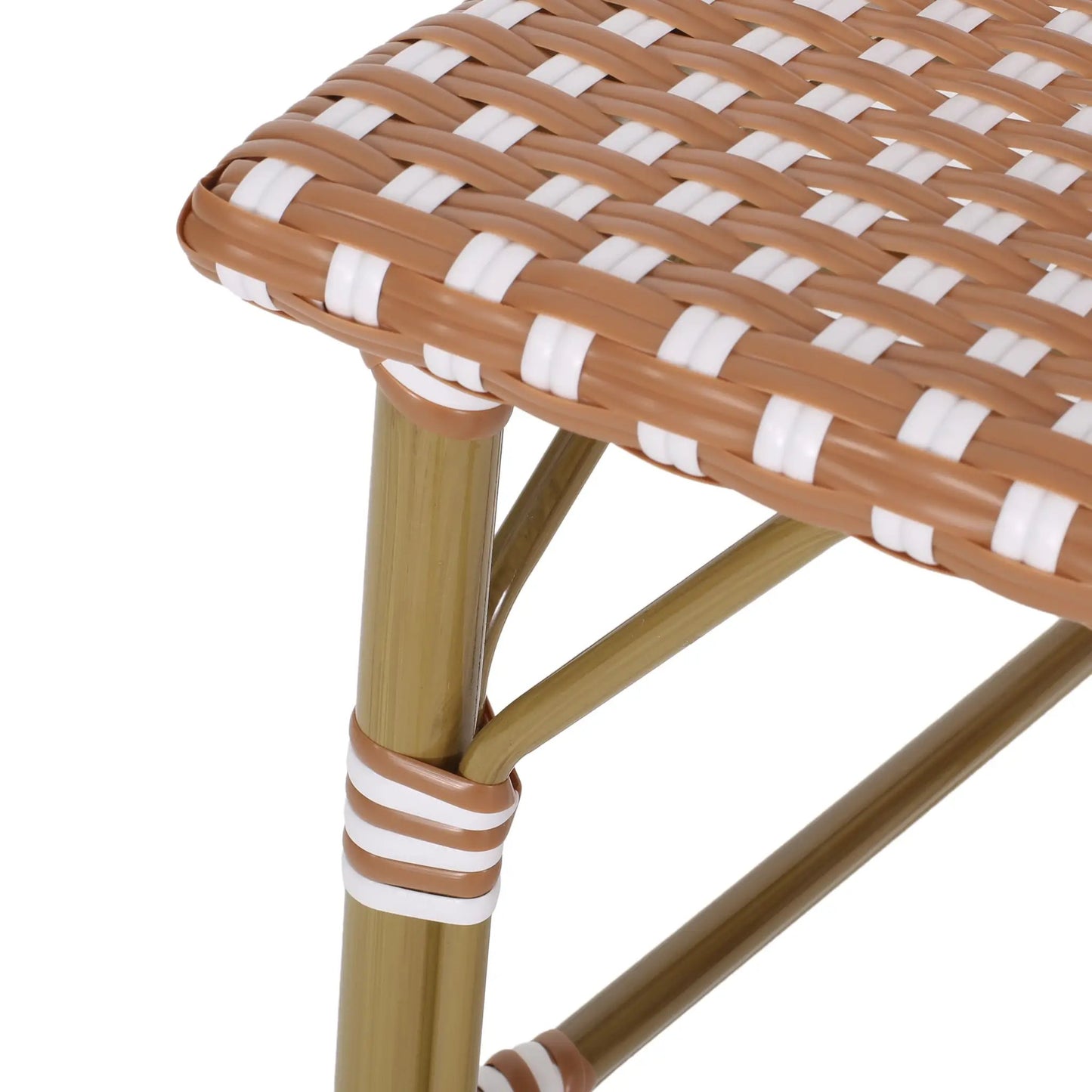 Taburete de bar de mimbre con estructura de aluminio (juego de 2)