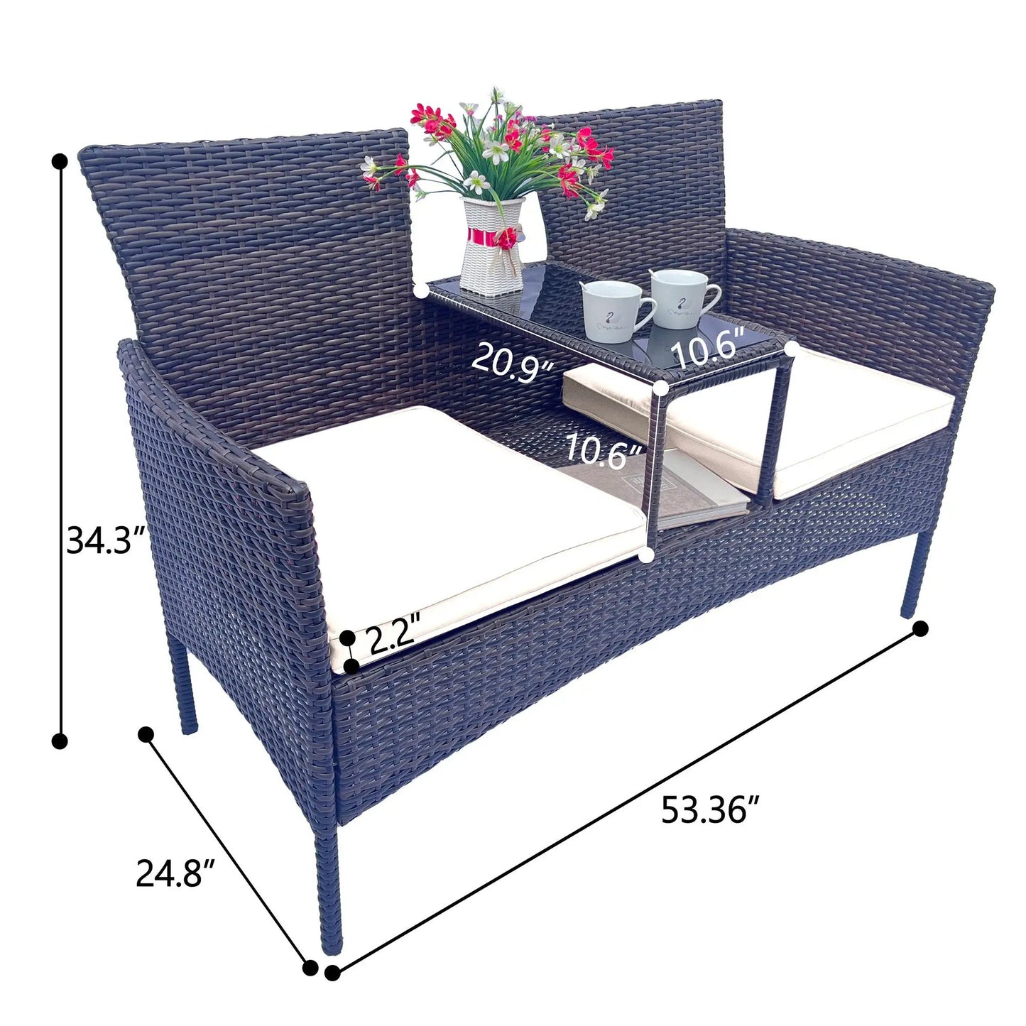 Wicker Patio Conversation Set with Cushions