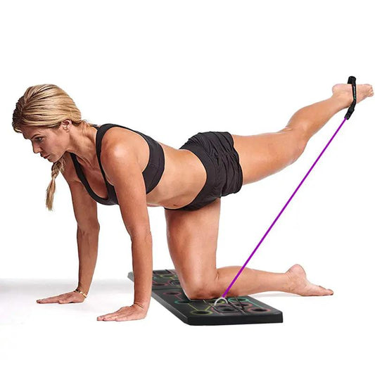 9 in 1 Push Up Board with color-coded slots on black base demonstrates fullbody pushups on Tampa Home & Garden Store