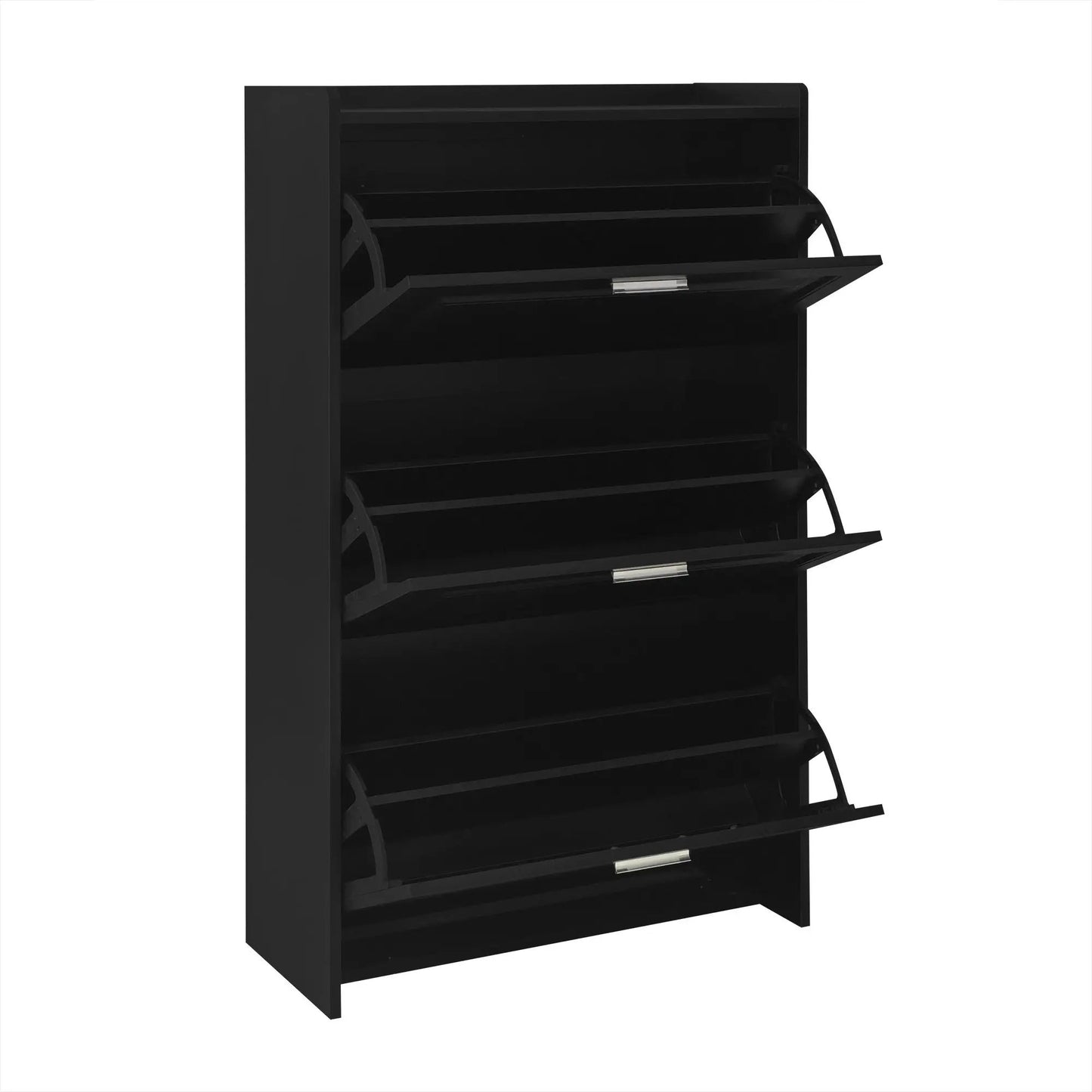 U Can Shoe Cabinet for Entryway with 3 Drawers, black finish and silver handles on Tampa Home & Garden Store