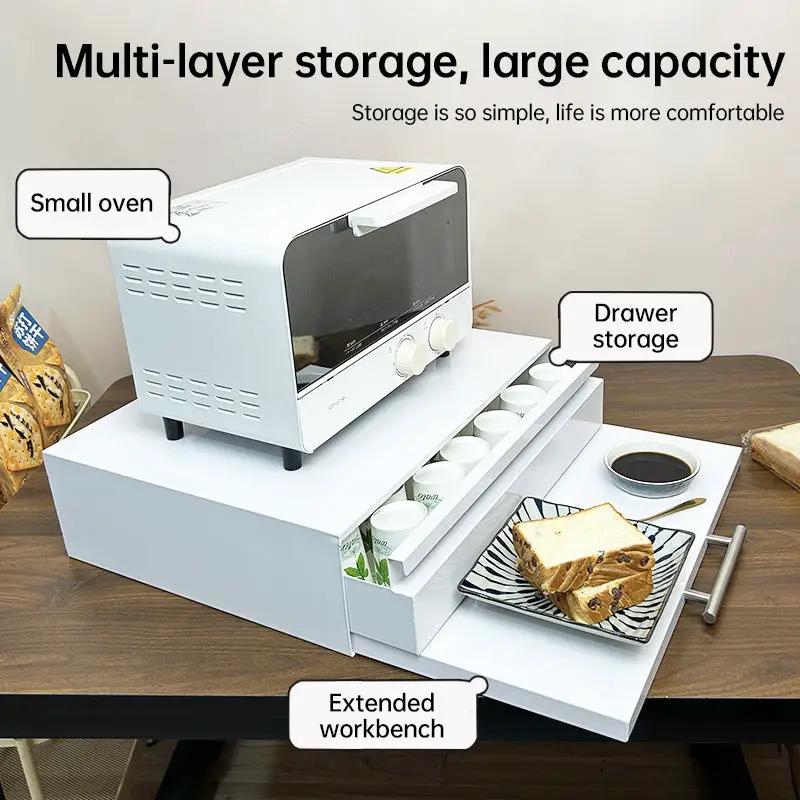Microwave Stand With Pull Out Drawer and Coffee