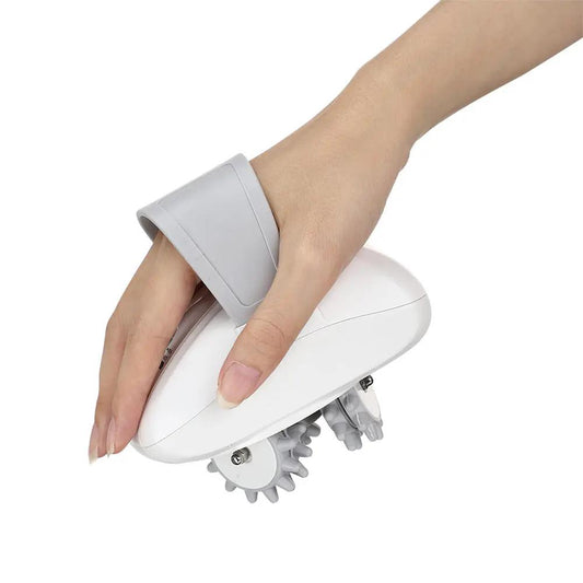 USB Face Lifting Massager handheld device white body gray strap dual roller heads on Tampa Home & Garden Store