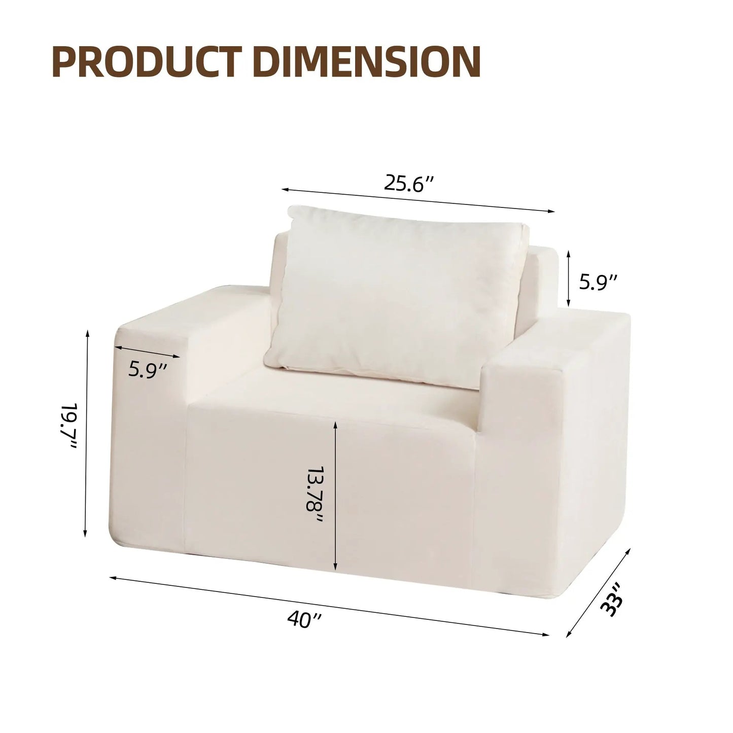 Sofa in a Box Foam Sofa Couch with Pillow, cream fabric, compact design on Tampa Home & Garden Store