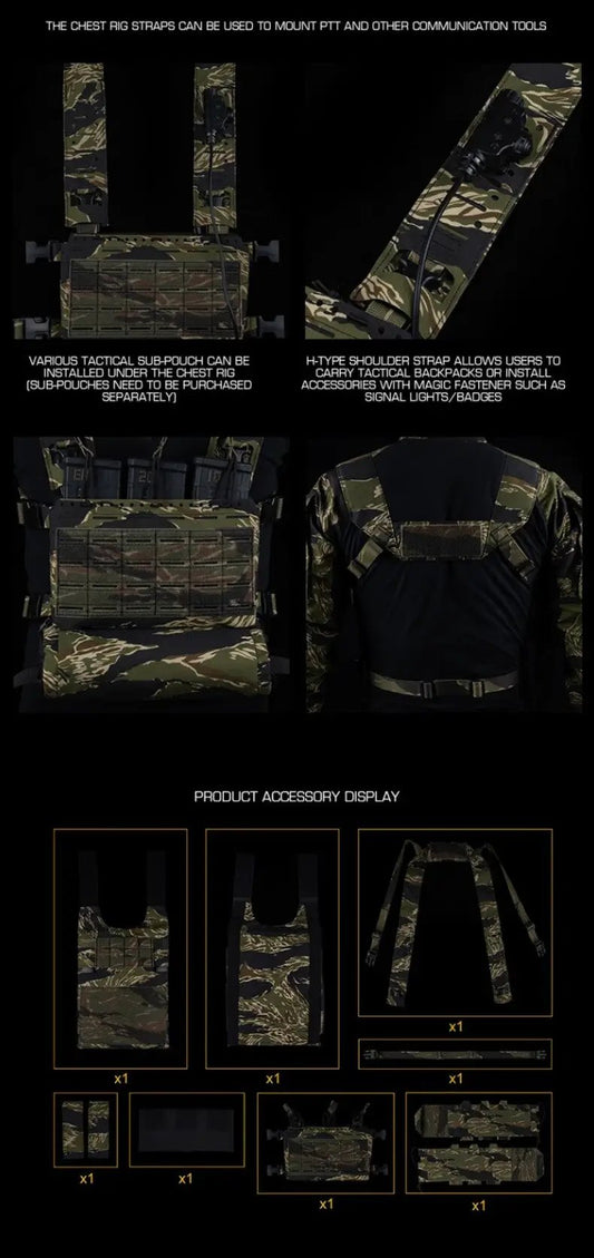 LV-119 Tactical Chest Harness Set for Airsoft, camo MOLLE chest rig with adjustable straps on Tampa Home & Garden Store