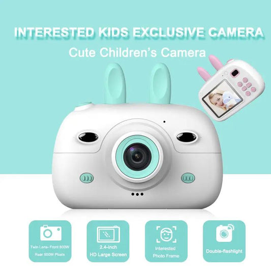 Kids Camera Rabbit Ears dual-lens toy camera by VIP Digital Presence mint green, 2.4-inch HD screen on Tampa Home & Garden Store