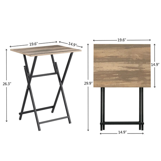 Table de service pliante pour télévision, 2 pièces, sans assemblage, table d'appoint de canapé portable, marron et noir