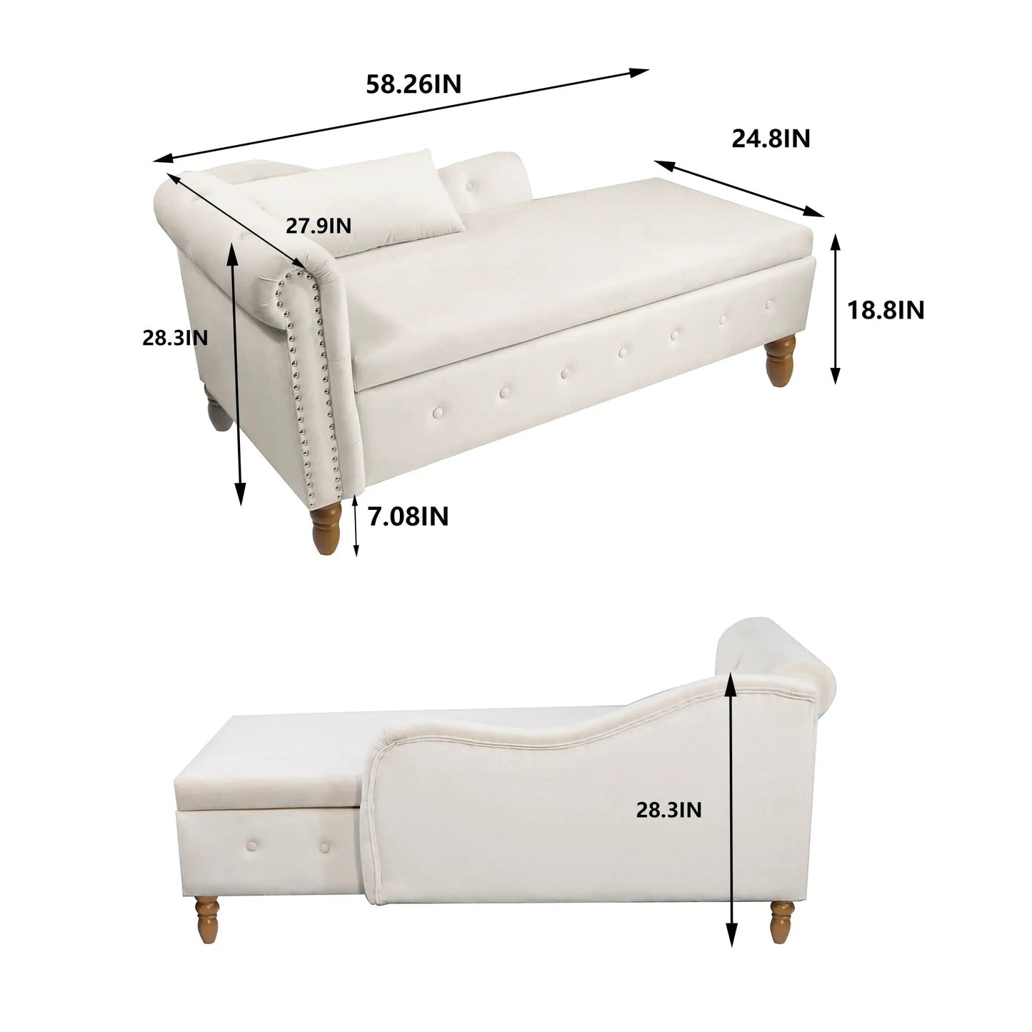 Beige velvet chaise lounge with built-in storage by VIP Digital Presence on Tampa Home & Garden Store