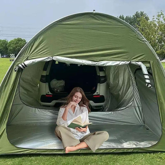 Outdoor car trunk tent with canopy sun resistant in green by VIP Digital Presence on Tampa Home & Garden Store