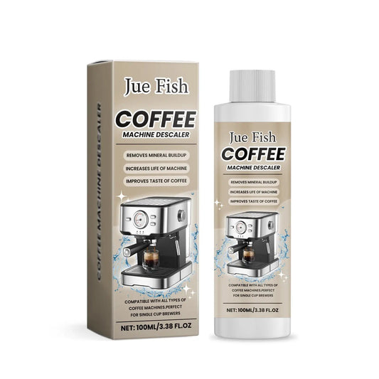 Coffee machine descaler set Jue Fish, beige box and white bottle, 2 items on Tampa Home & Garden Store