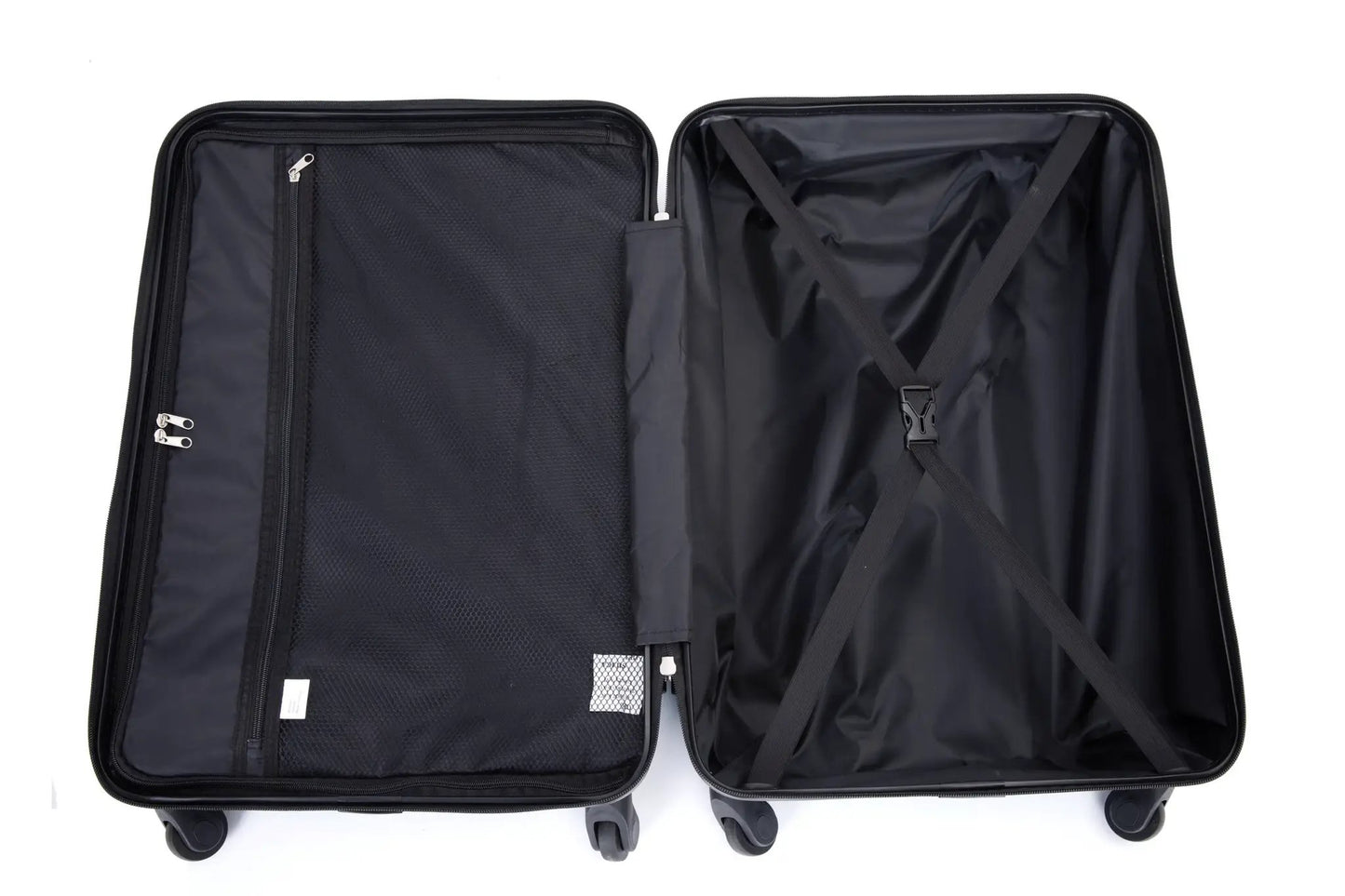 3 Piece Luggage Set interior in black PC ABS, left mesh pocket and right cross-strap system on Tampa Home & Garden Store