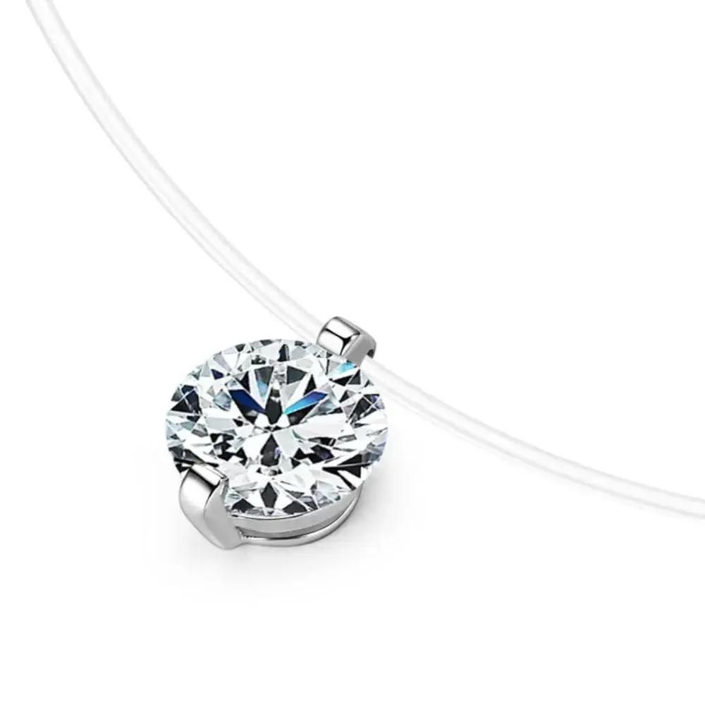 1 Carat Moissanite Sterling Silver Necklace with round brilliant pendant on Tampa Home & Garden Store
