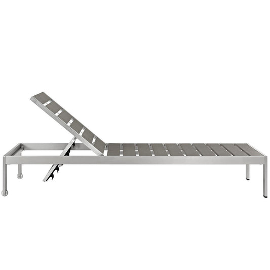 Shore Outdoor Patio Aluminum Chaise by Modway, metal frame with adjustable backrest on Tampa Home & Garden Store