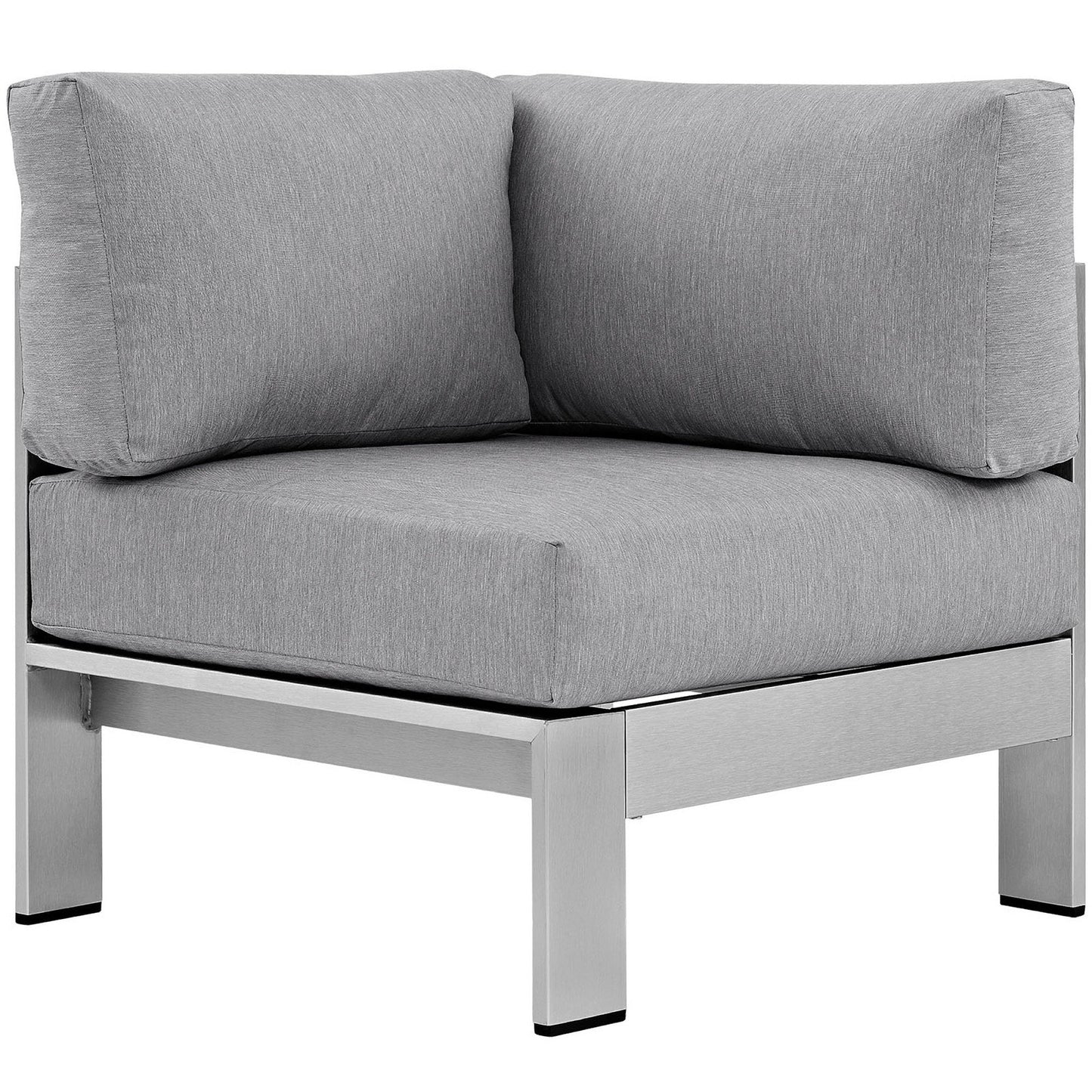 Shore Outdoor Patio Aluminum Corner Sofa with grey cushions and aluminum frame HouseOfZazla on Tampa Home & Garden Store