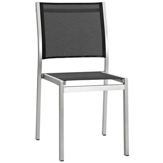 Shore outdoor dining chair with aluminum frame and black mesh back by Modway on Tampa Home & Garden Store