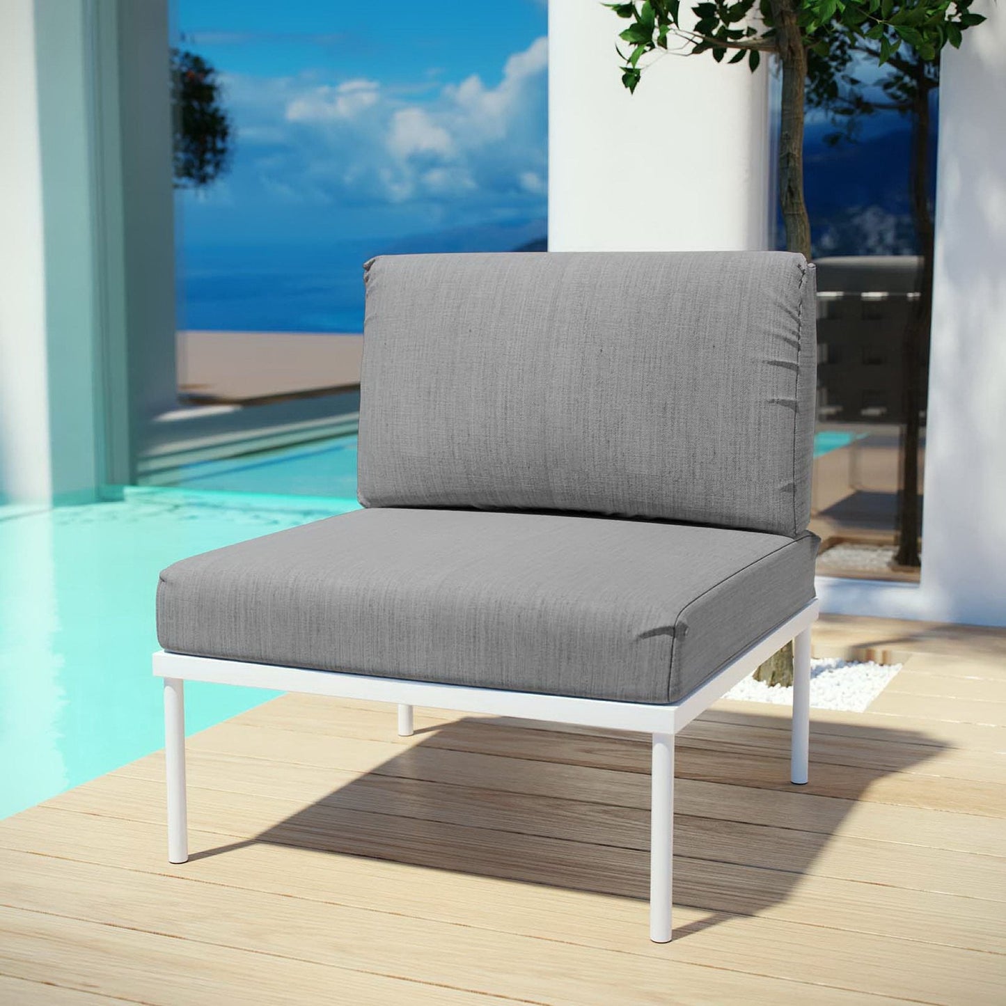 Harmony Armless Outdoor Patio and Aluminum Chair