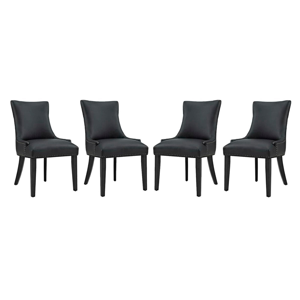 Marquis faux leather dining chairs set of 4 in black with nailhead trim by Modway on Tampa Home & Garden Store