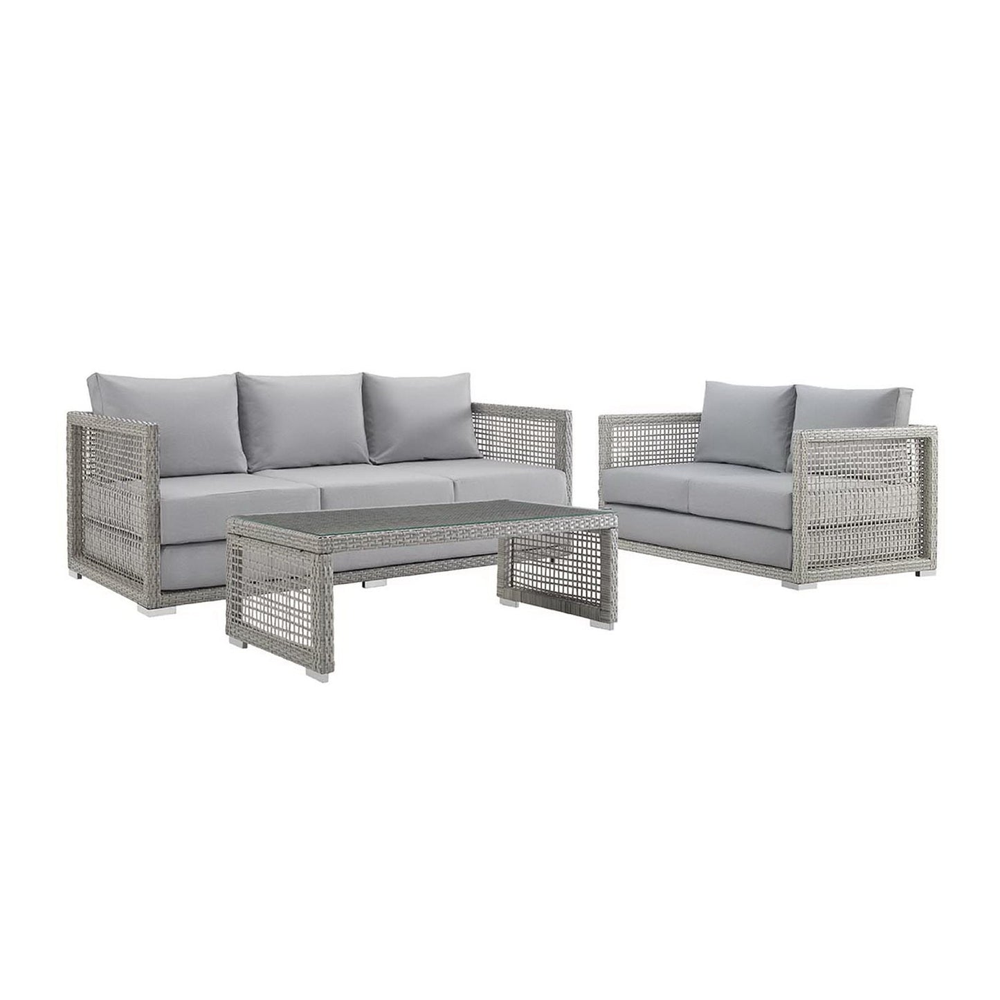 Aura 3 Piece Outdoor Wicker and Rattan Patio Set
