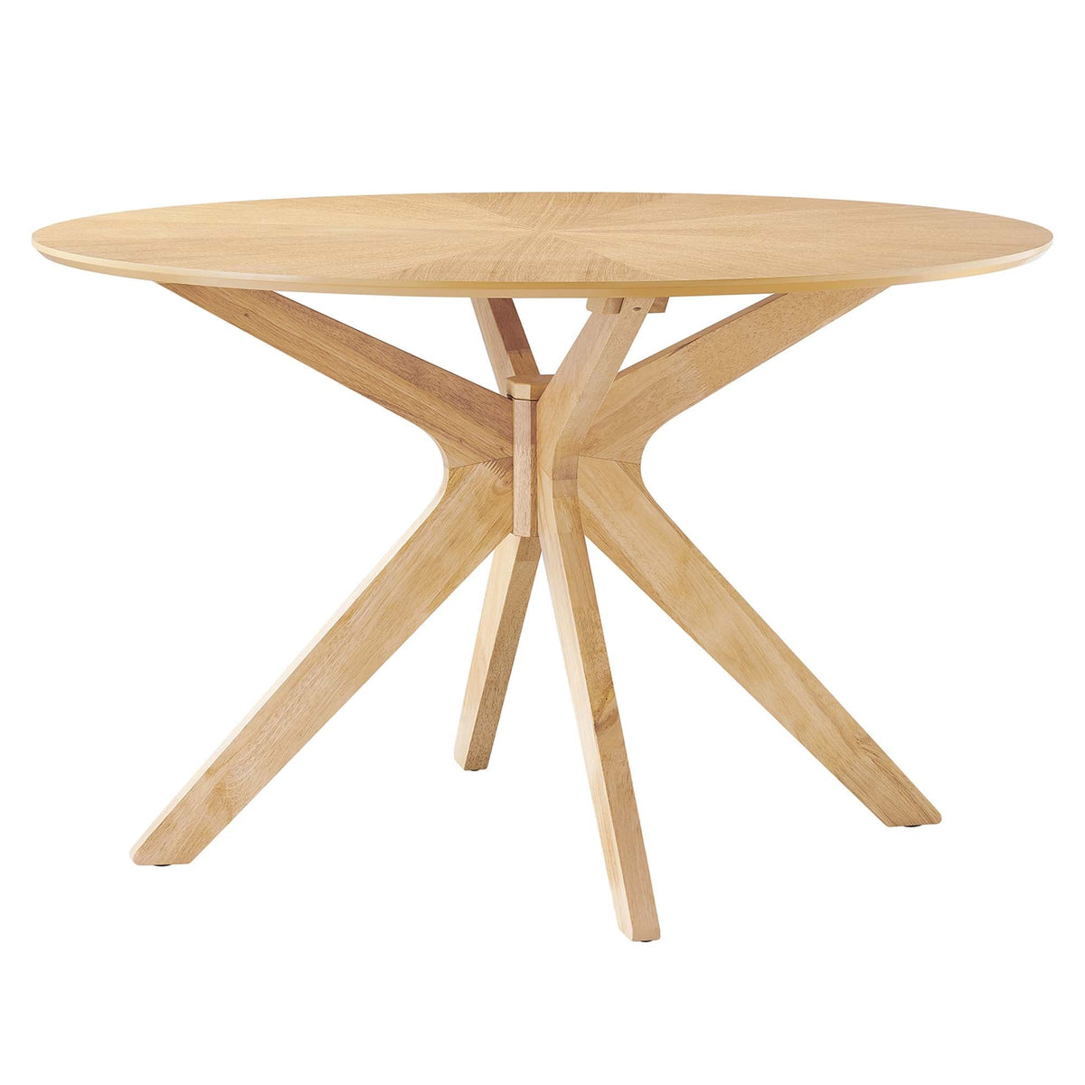 Crossroads 47in Round Wood Dining Table by Modway, natural oak finish, crisscross pedestal on Tampa Home & Garden Store