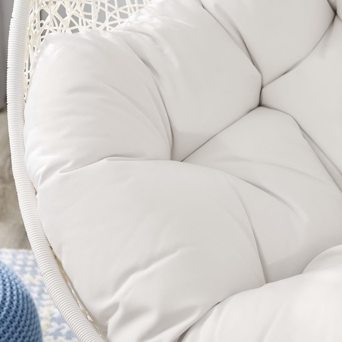 White Sunbrella outdoor swing chair cushion with stand for daybed lounge by HouseOfZazla on Tampa Home & Garden Store