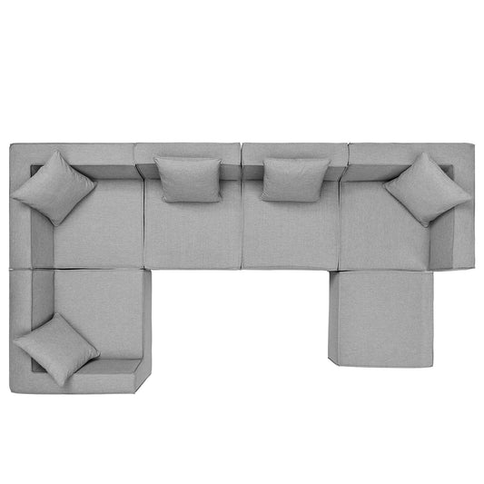Saybrook 6-Piece outdoor sectional sofa in gray fabric with modular seats by HouseOfZazla on Tampa Home & Garden Store