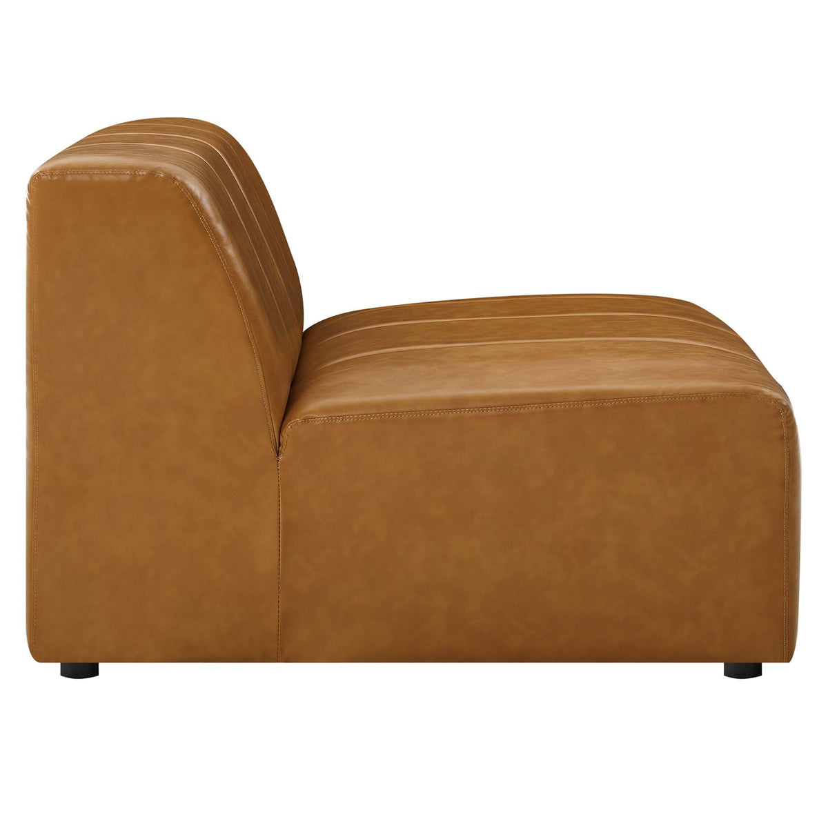 Bartlett 6-Piece vegan leather sectional sofa caramel tan with back cushions and black legs on Tampa Home & Garden Store