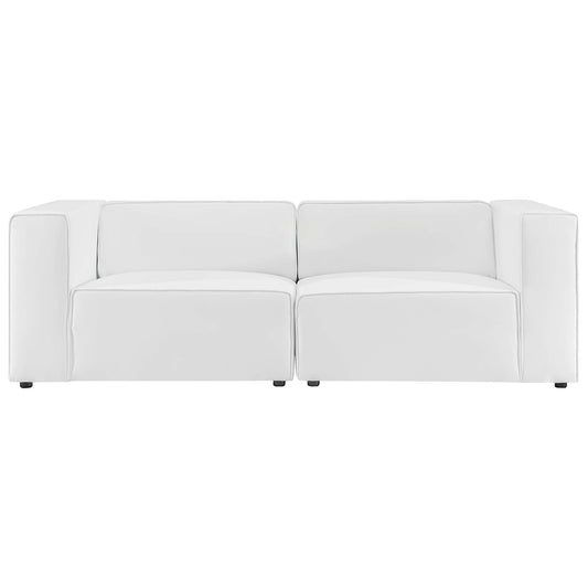 Mingle 2-Piece Vegan Leather Sectional Sofa Loveseat in white, modern modular design on Tampa Home & Garden Store