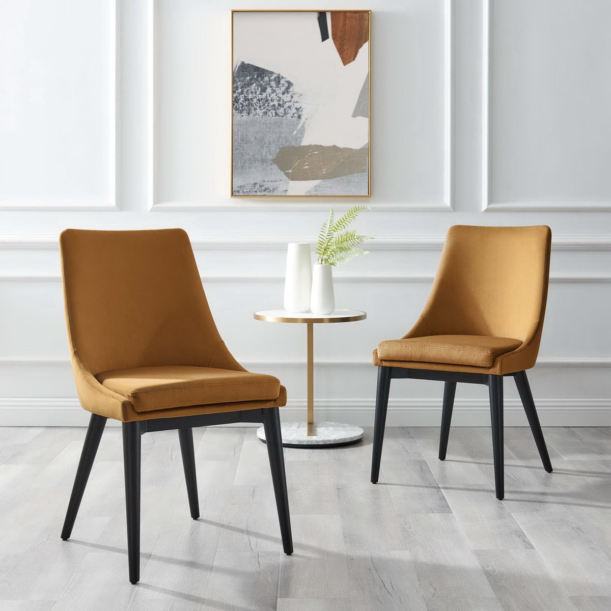Viscount Performance Velvet Dining Chair by Modway, tan velvet, black legs, set of 2 on Tampa Home & Garden Store