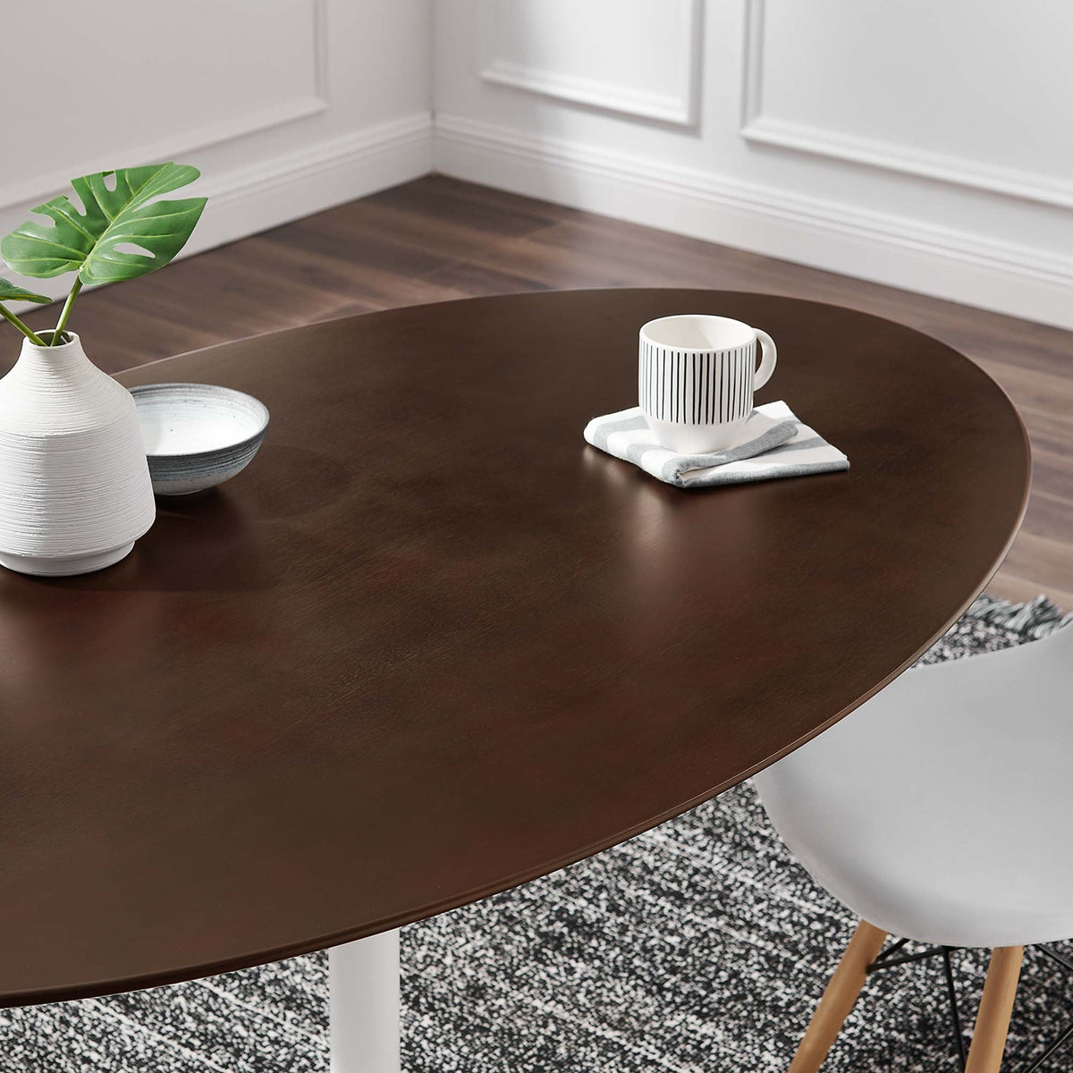 Lippa 60-inch oval cherry walnut wood dining table HouseOfZazla dark finish on Tampa Home & Garden Store