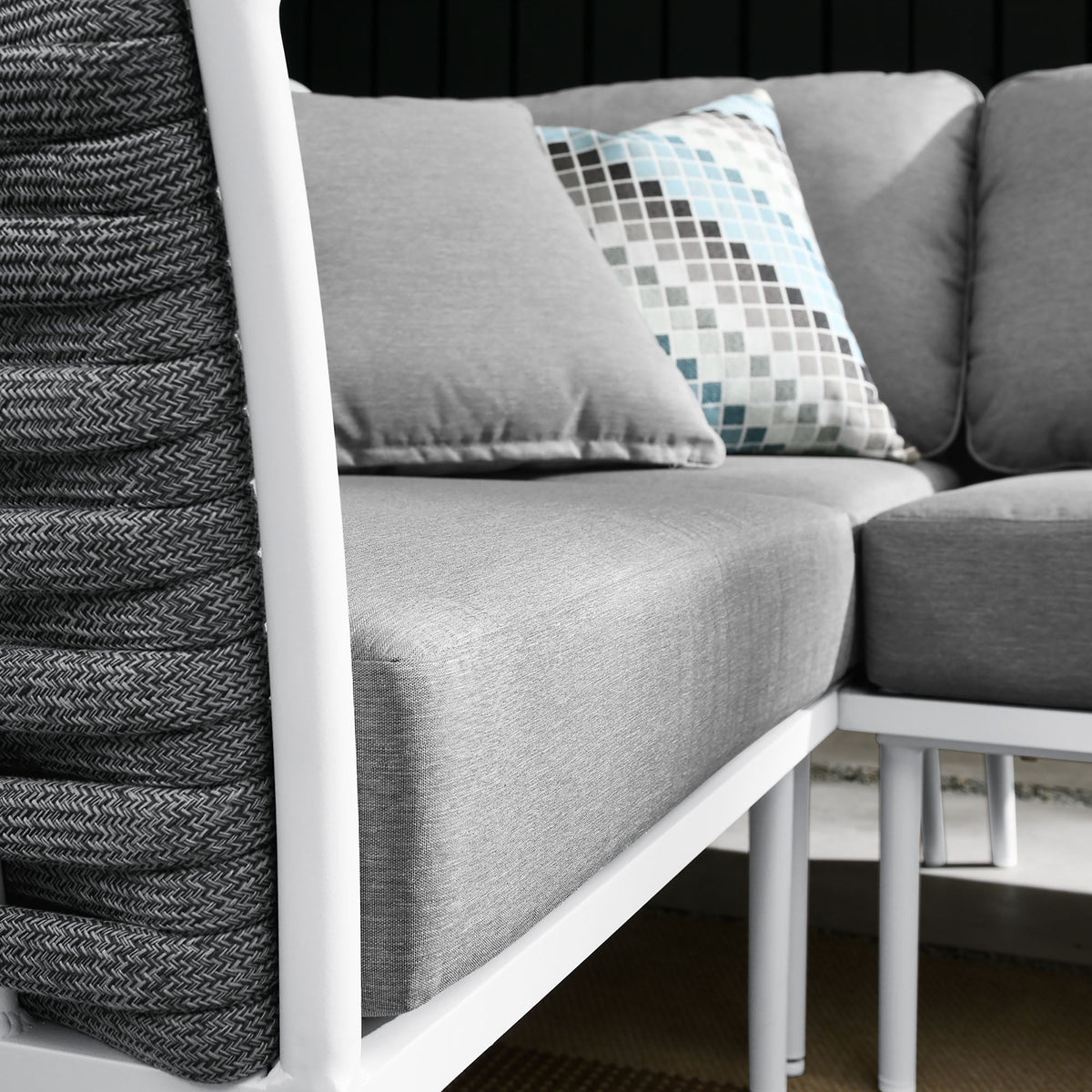 Stance Outdoor Patio Aluminum Large Sectional Sofa gray cushions white frame by Modway HouseOfZazla on Tampa Home & Garden Store