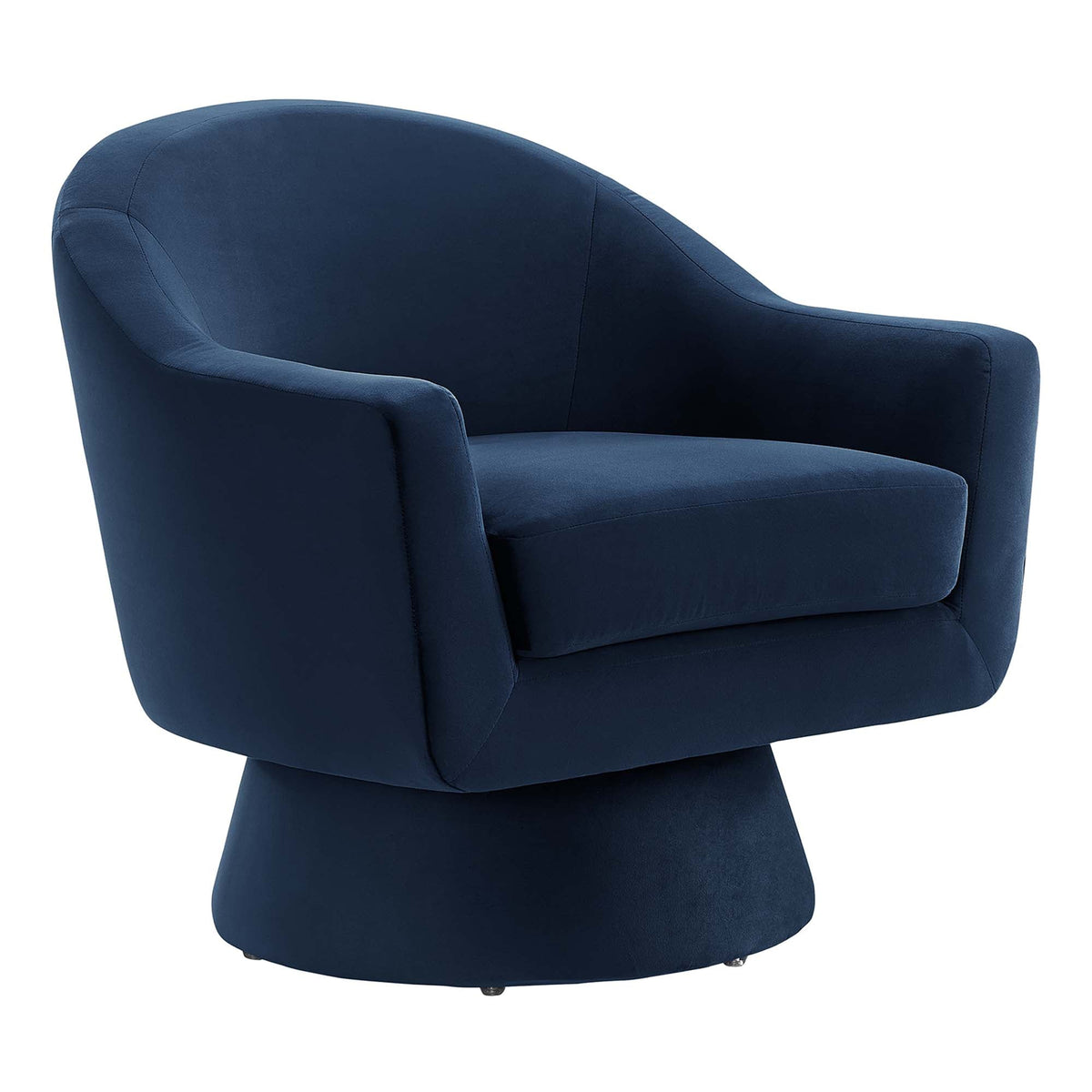 Astral Performance Velvet Wood Swivel Chair navy blue upholstery by HouseOfZazla on Tampa Home & Garden Store