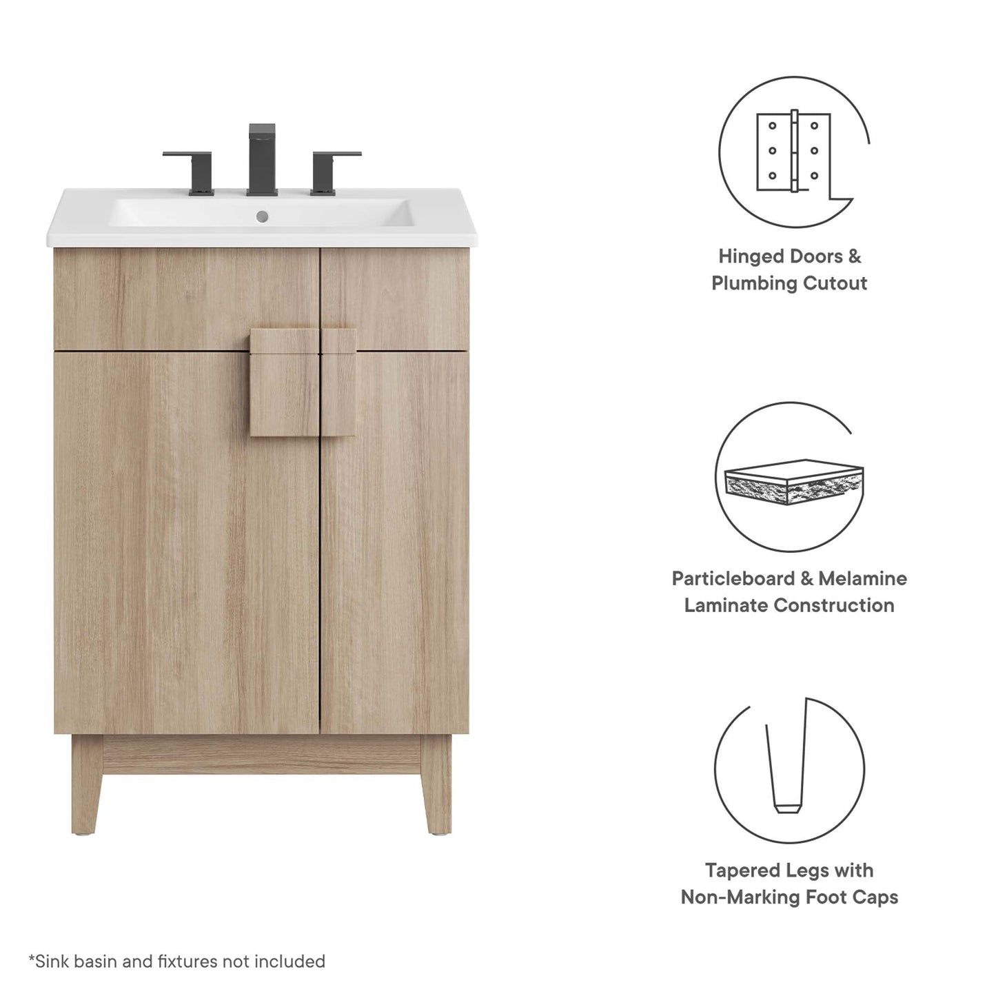 Modway Miles 24 Inch Bathroom Vanity Cabinet