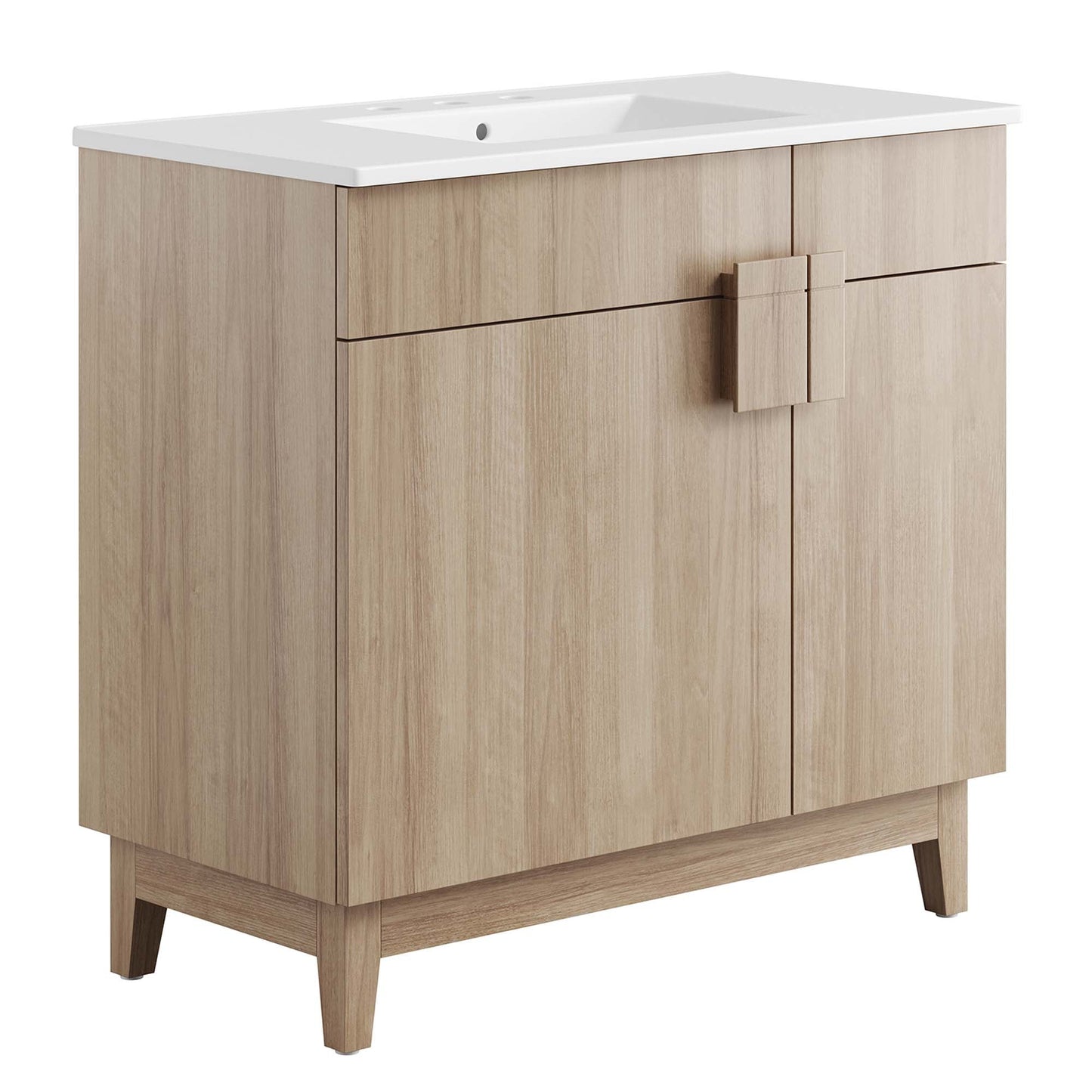 Miles 36in bathroom vanity with countertop and integrated sink, light wood finish by Modway on Tampa Home & Garden Store