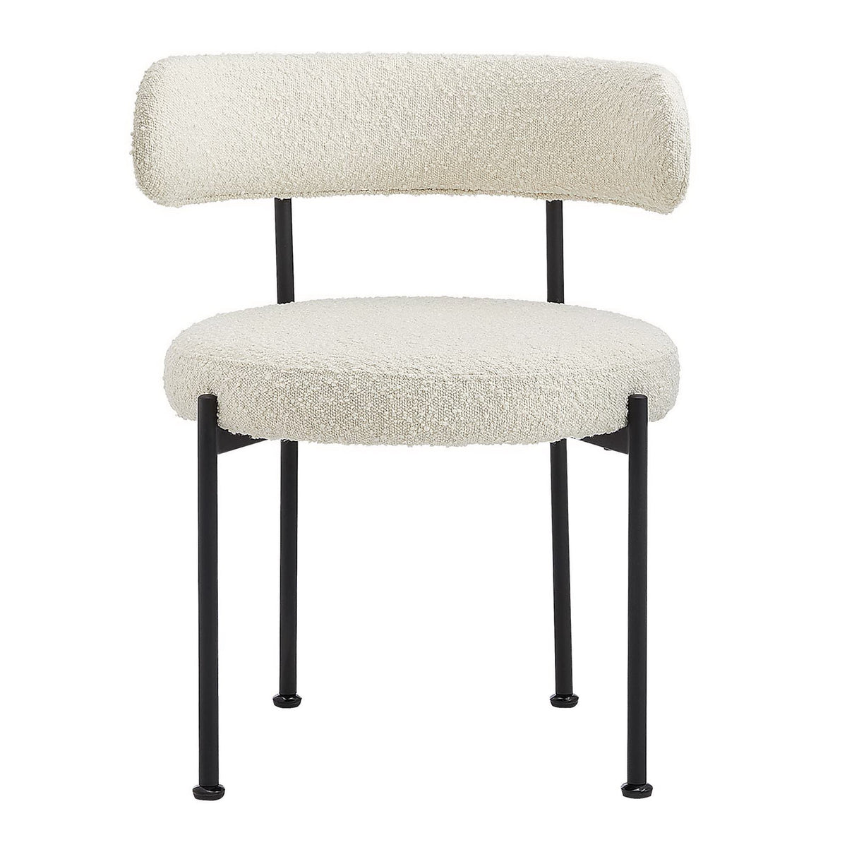 Albie Boucle Fabric Dining Chairs set of 2 in cream boucle with black metal legs on Tampa Home & Garden Store