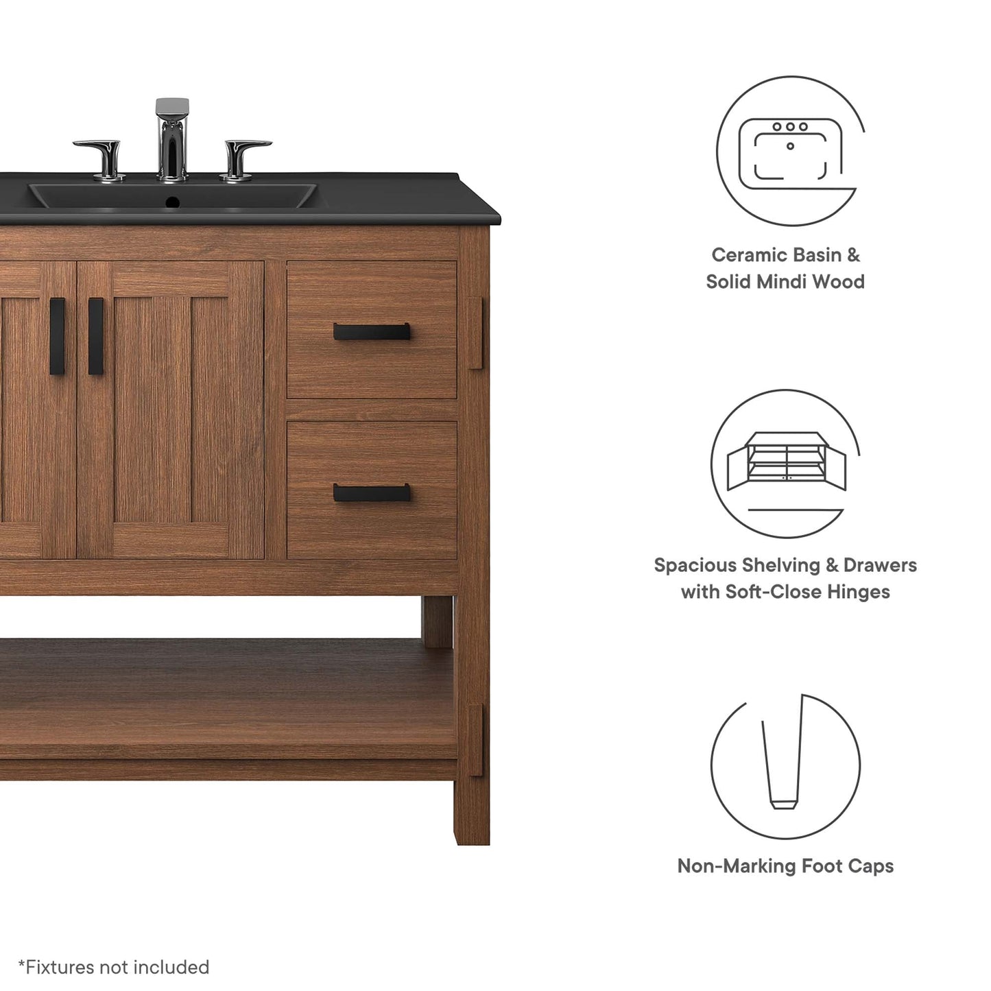 Ashlyn 36 Inch Modern Wood and Storage Vanity